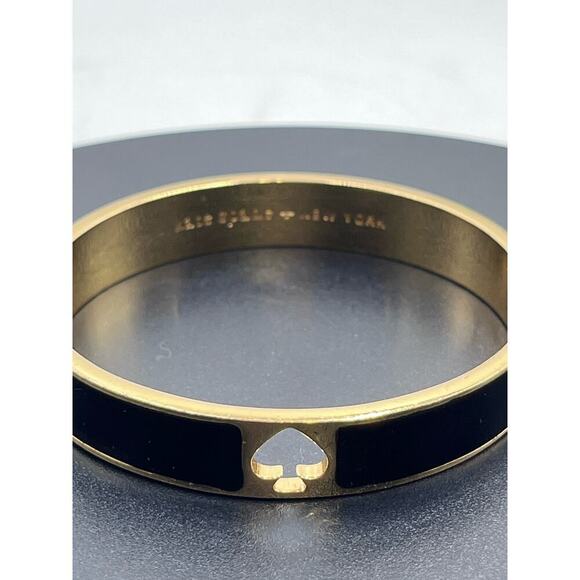 Kate‎ Spade Hole Punch Spade Black Gold Cutout Spade Hinge Bangle - Picture 11 of 11